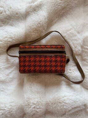 Vintage Leather And Tweed Golfing Saddle Bag
